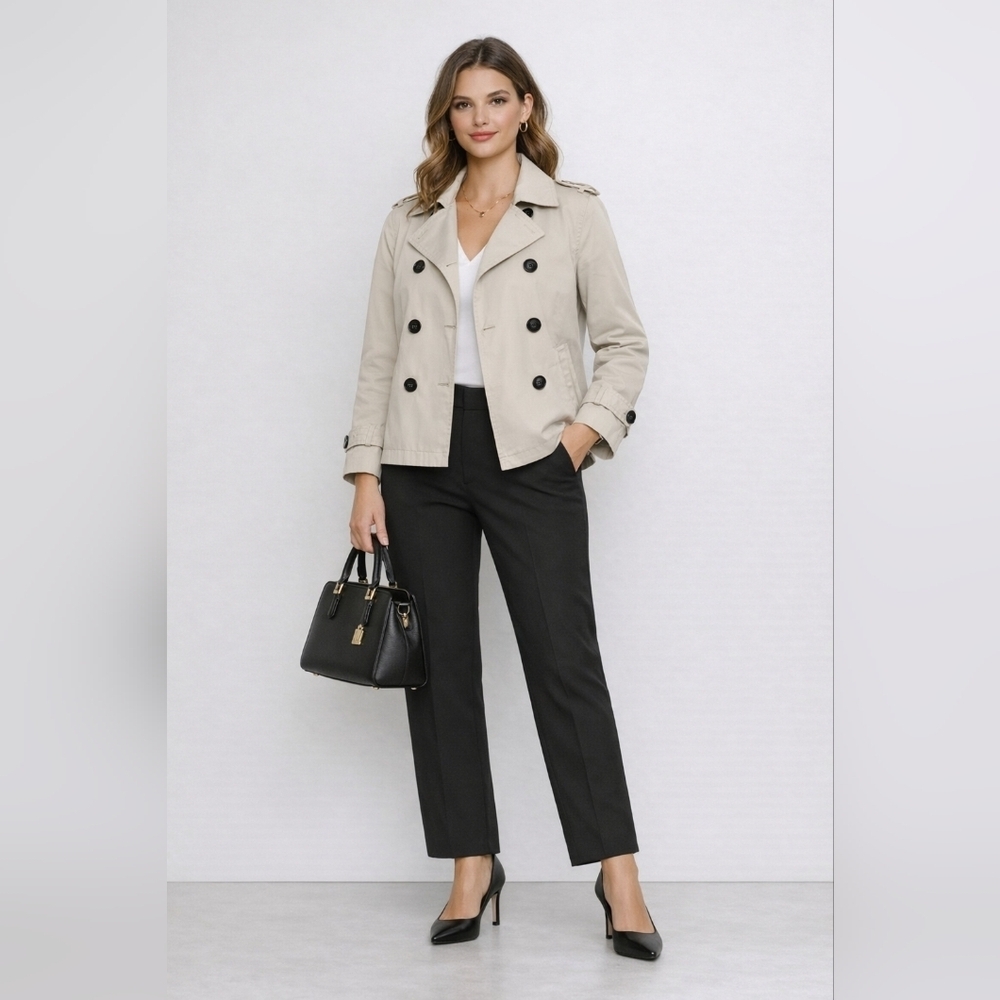 Zara Trench Coat Tan Beige XS Classic Minimalist Business Chic Professional